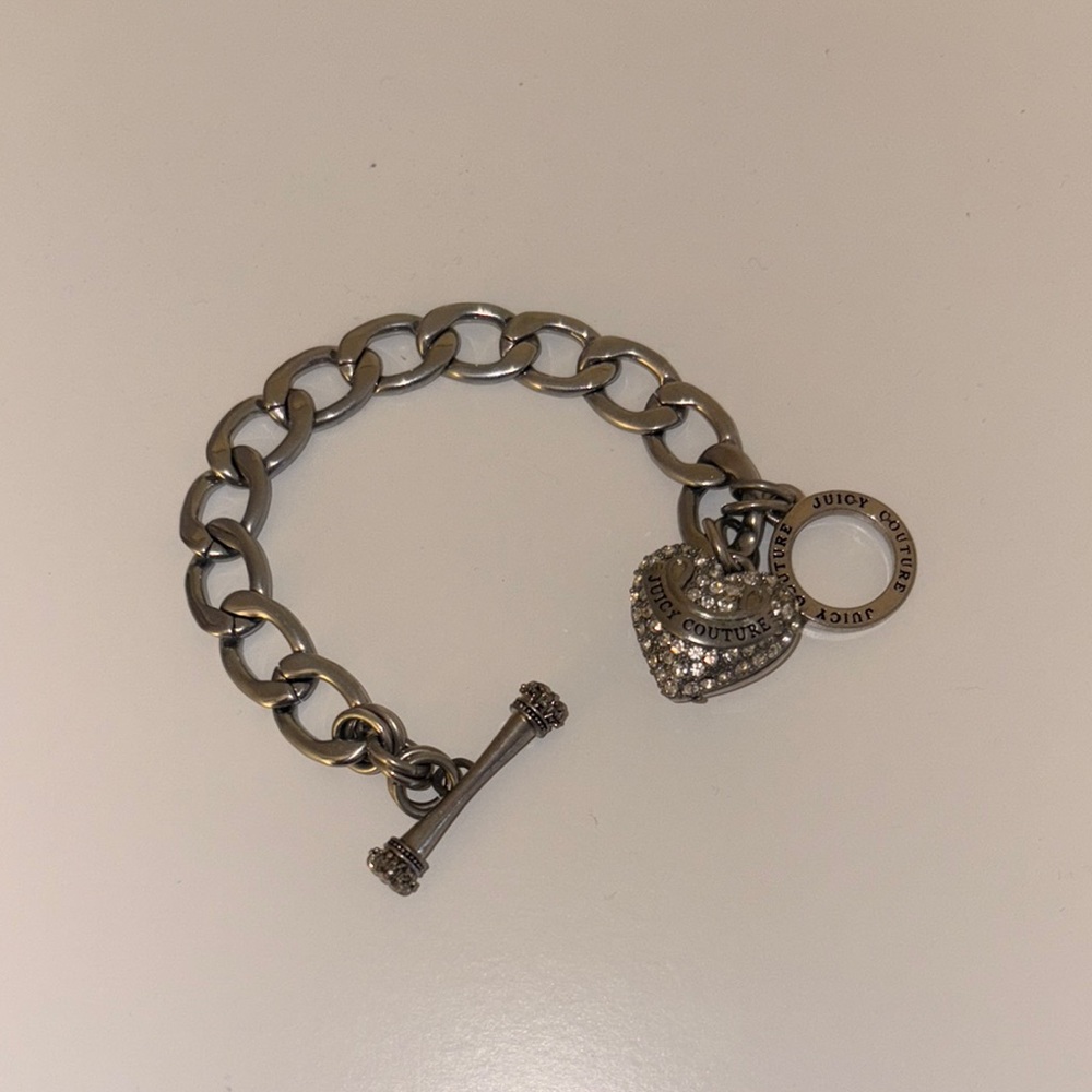Juicy Couture Silver Chain Bracelet with Heart Charm